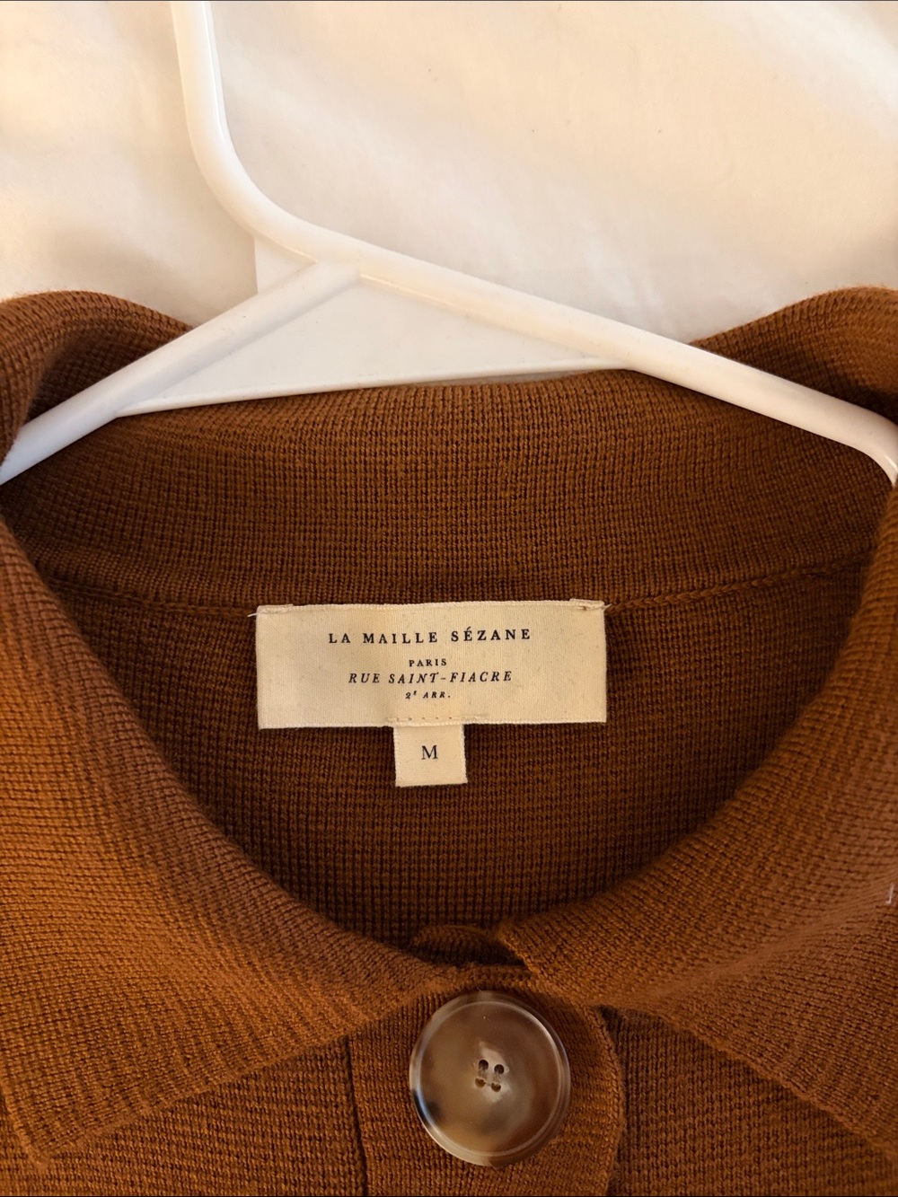 Sezane “Betty” Cardigan — Brown Wool-Blend Button Cardigan Jacket - Picture 2 of 5